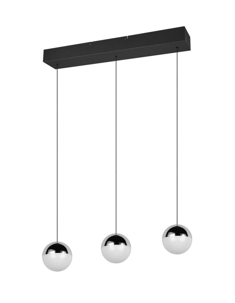 RL Trzypunktowa lampa wisząca w kolorze chrom, idealna do równomiernego oświetlenia większej przestrzeni nad stołem lub w s