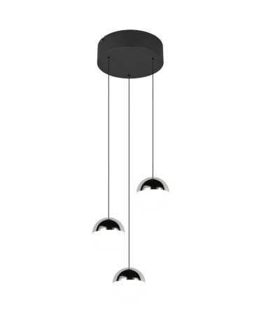 RL Nowoczesna lampa wisząca w chromowanym wykończeniu, o symetrycznej, uporządkowanej kompozycji świetlnej. R33553306