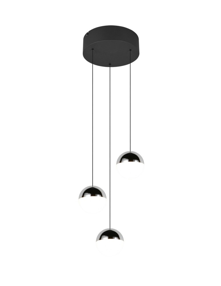 RL Nowoczesna lampa wisząca w chromowanym wykończeniu, o symetrycznej, uporządkowanej kompozycji świetlnej. R33553306