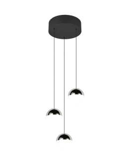 RL Nowoczesna lampa wisząca w chromowanym wykończeniu, o symetrycznej, uporządkowanej kompozycji świetlnej. R33553306