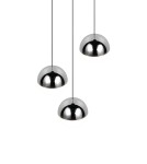 RL Nowoczesna lampa wisząca w chromowanym wykończeniu, o symetrycznej, uporządkowanej kompozycji świetlnej. R33553306