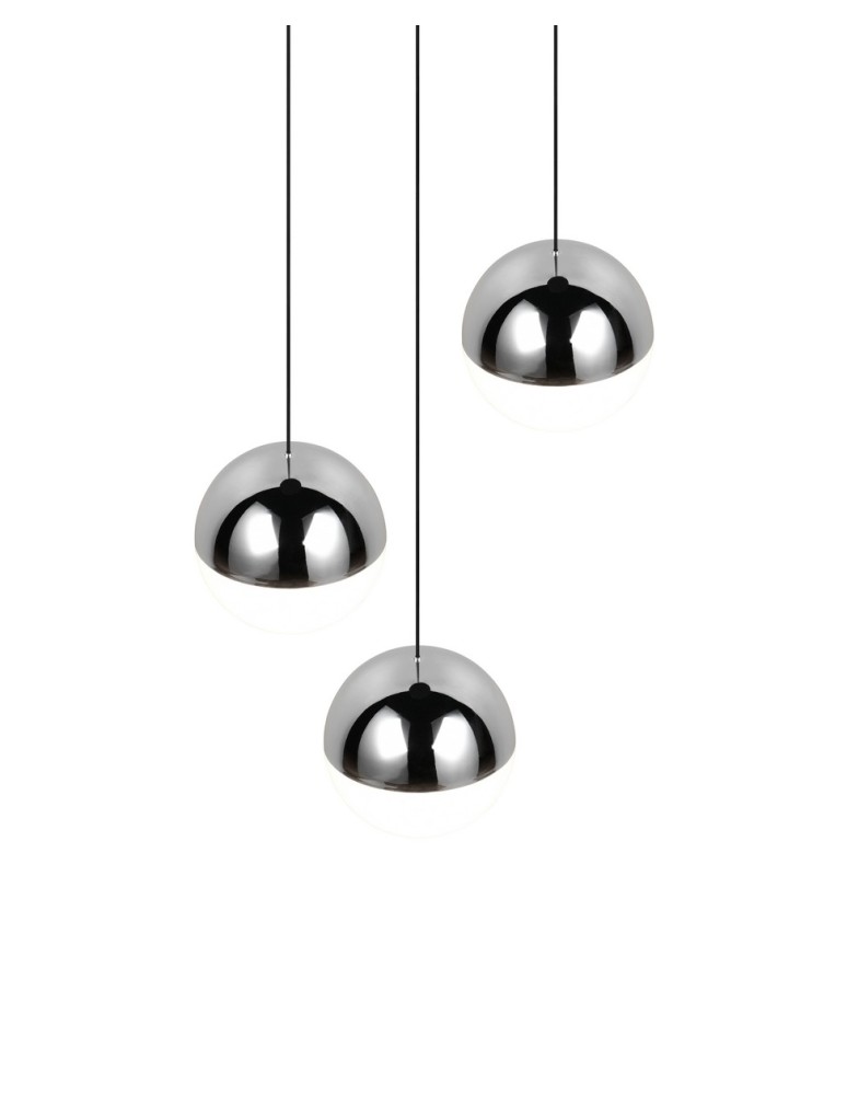 RL Nowoczesna lampa wisząca w chromowanym wykończeniu, o symetrycznej, uporządkowanej kompozycji świetlnej. R33553306