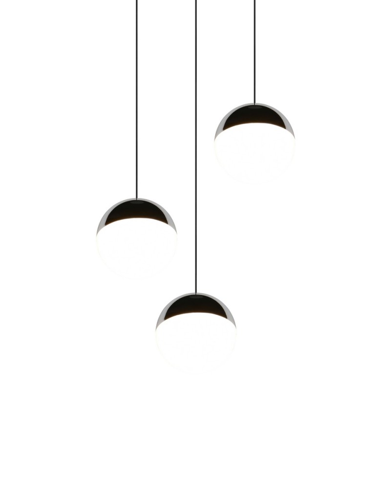 RL Nowoczesna lampa wisząca w chromowanym wykończeniu, o symetrycznej, uporządkowanej kompozycji świetlnej. R33553306