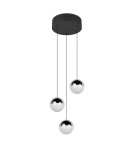 RL Nowoczesna lampa wisząca w chromowanym wykończeniu, o symetrycznej, uporządkowanej kompozycji świetlnej. R33553306
