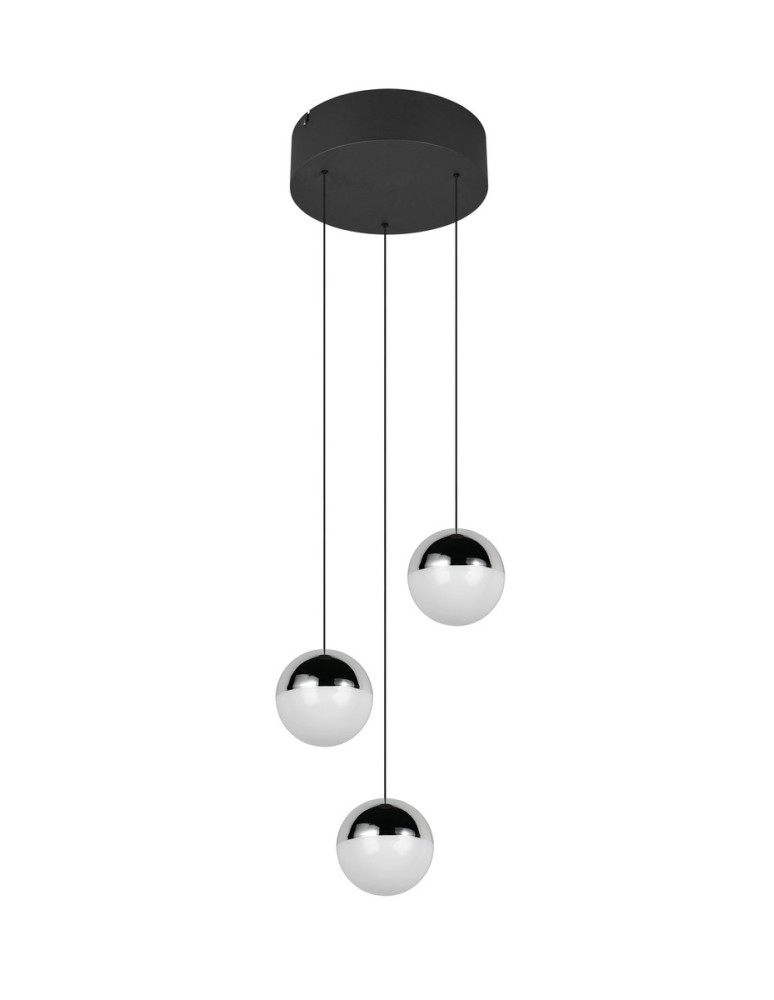 RL Nowoczesna lampa wisząca w chromowanym wykończeniu, o symetrycznej, uporządkowanej kompozycji świetlnej. R33553306