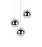 RL Nowoczesna lampa wisząca w chromowanym wykończeniu, o symetrycznej, uporządkowanej kompozycji świetlnej. R33553306