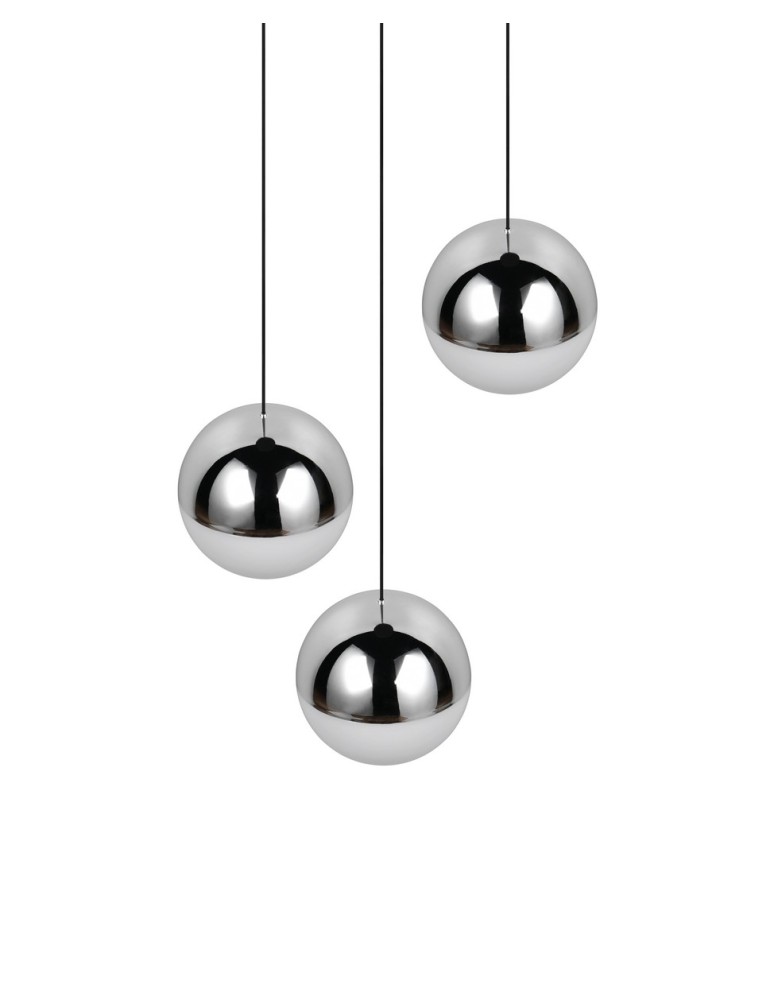 RL Nowoczesna lampa wisząca w chromowanym wykończeniu, o symetrycznej, uporządkowanej kompozycji świetlnej. R33553306