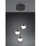 RL Nowoczesna lampa wisząca w chromowanym wykończeniu, o symetrycznej, uporządkowanej kompozycji świetlnej. R33553306
