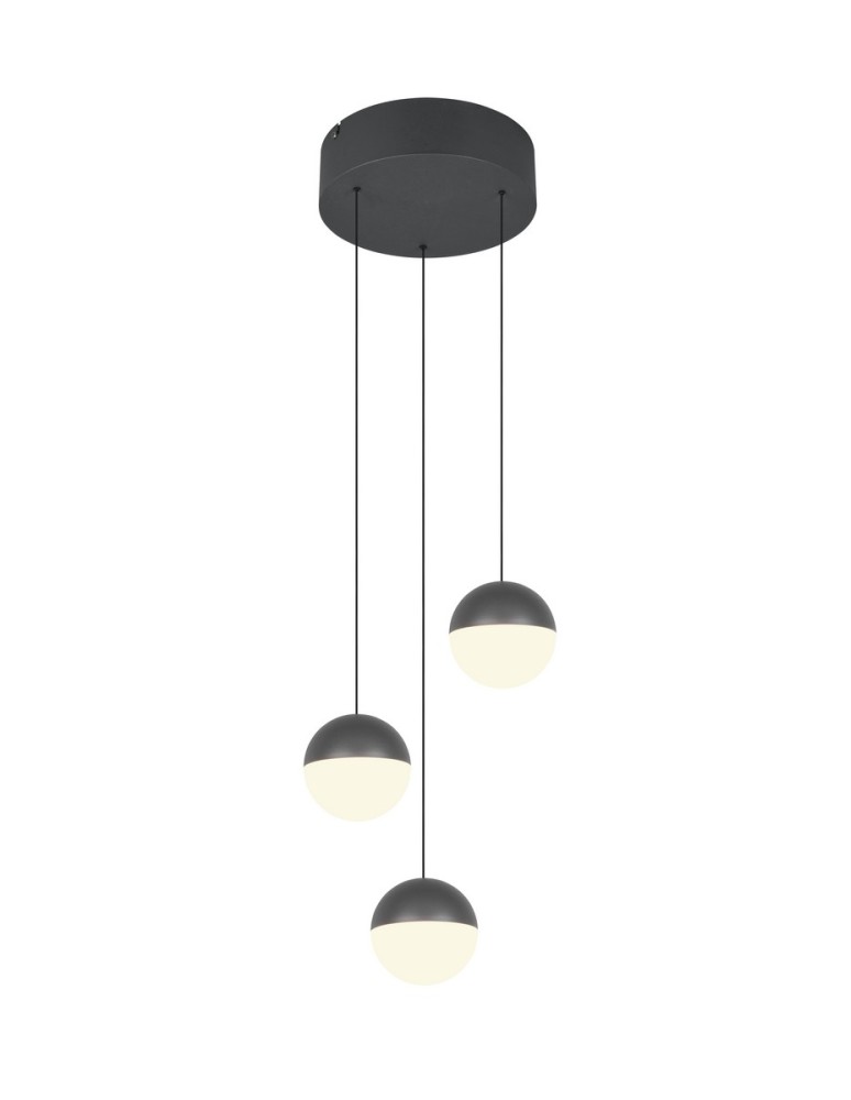 RL Nowoczesna lampa wisząca w antracytowym wykończeniu, przeznaczona do salonu i sypialni. Prosta, geometryczna forma zapewnia
