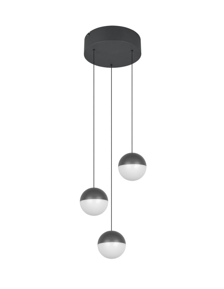 RL Nowoczesna lampa wisząca w antracytowym wykończeniu, przeznaczona do salonu i sypialni. Prosta, geometryczna forma zapewnia