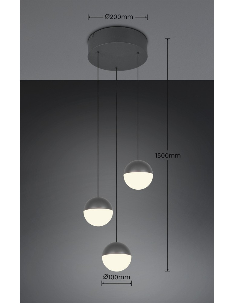 RL Nowoczesna lampa wisząca w antracytowym wykończeniu, przeznaczona do salonu i sypialni. Prosta, geometryczna forma zapewnia