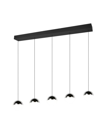 RL Nowoczesna lampa wisząca w chromowanym wykończeniu, o wyrazistej, geometrycznej formie i czystej, technicznej estetyce. R33