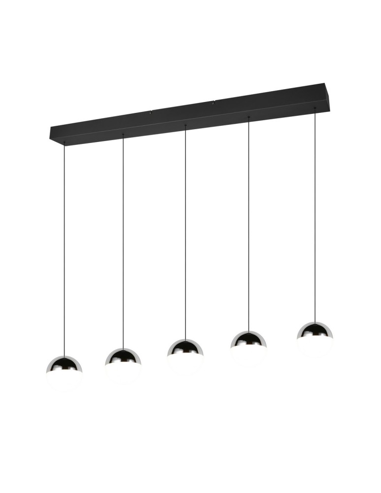 RL Nowoczesna lampa wisząca w chromowanym wykończeniu, o wyrazistej, geometrycznej formie i czystej, technicznej estetyce. R33