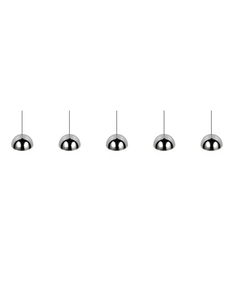 RL Nowoczesna lampa wisząca w chromowanym wykończeniu, o wyrazistej, geometrycznej formie i czystej, technicznej estetyce. R33