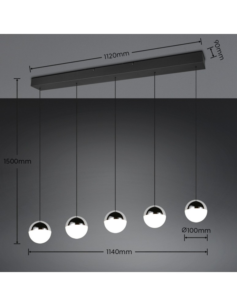 RL Nowoczesna lampa wisząca w chromowanym wykończeniu, o wyrazistej, geometrycznej formie i czystej, technicznej estetyce. R33