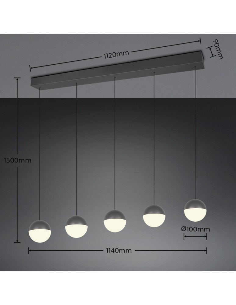 RL Lampa wisząca w antracytowym kolorze, łącząca nowoczesną formę z głęboką, stonowaną kolorystyką. R33555142