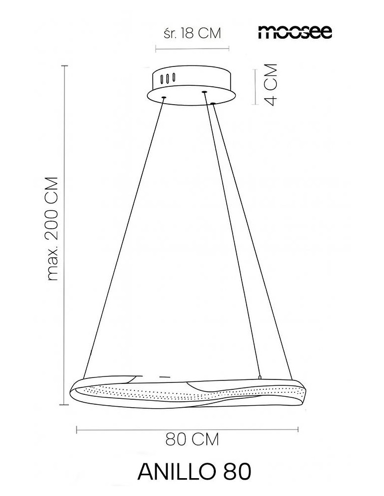 MOOSEE lampa wisząca ANILLO 80 czarny     chrom (MSE1501100598)