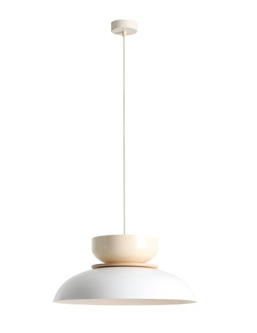 Aldex Lampa Wisząca ALDO LIGHT WHITE GLOSS + CREAM (47+ 23+ wood) 1 x max 15W LED (1152G2_9_J)