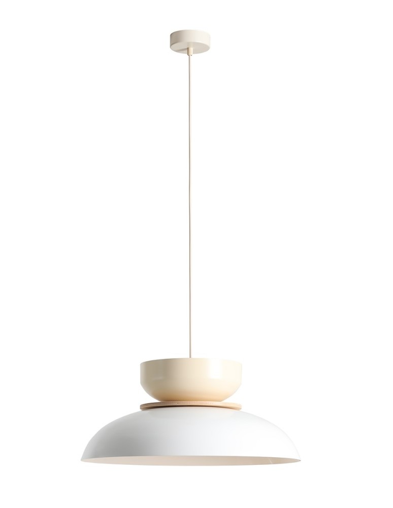 Aldex Lampa Wisząca ALDO LIGHT WHITE GLOSS + CREAM (47+ 23+ wood) 1 x max 15W LED (1152G2_9_J)