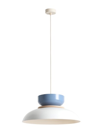 Aldex Lampa Wisząca ALDO LIGHT WHITE GLOSS + DUSTY BLUE (47+ 23+ wood) 1 x max 15W LED (1152G2_16_J)