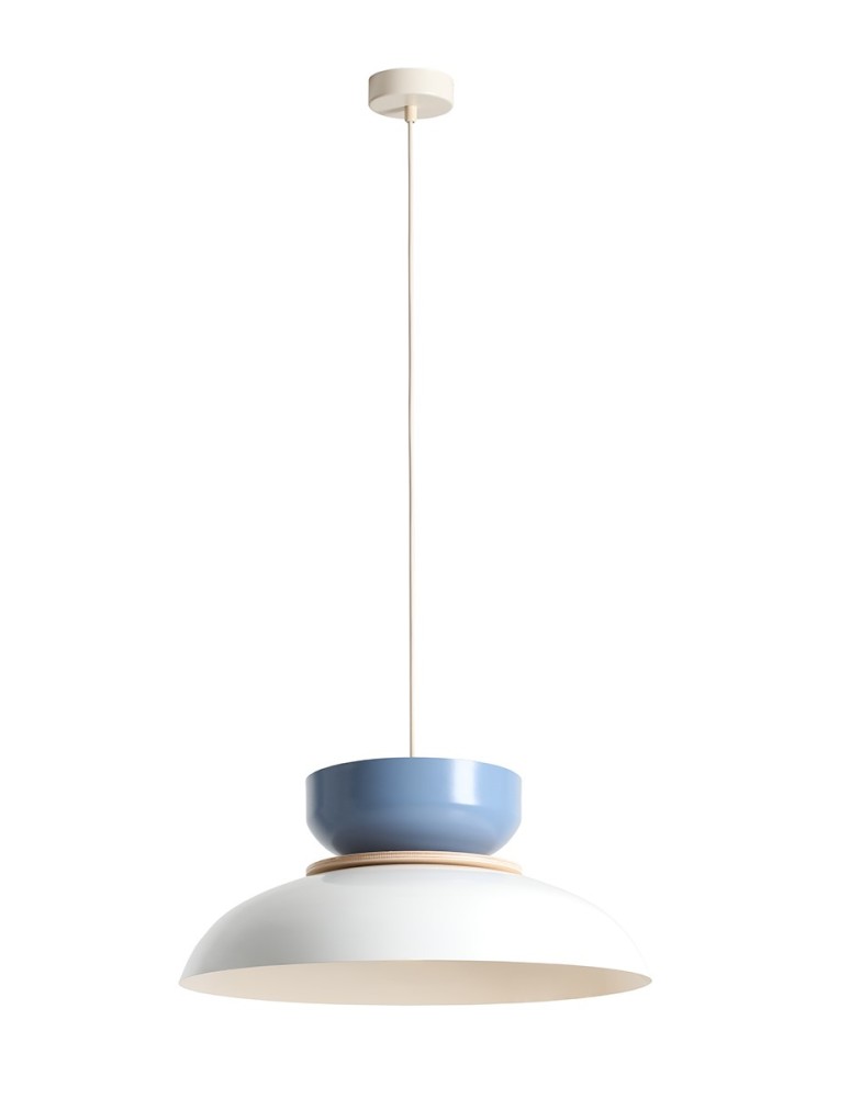 Aldex Lampa Wisząca ALDO LIGHT WHITE GLOSS + DUSTY BLUE (47+ 23+ wood) 1 x max 15W LED (1152G2_16_J)