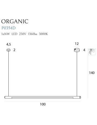 Maxlight P0354D Organic Horizon 100cm Lampa Wisząca czarny - product 2