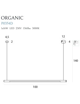 Maxlight P0354D Organic Horizon 100cm Lampa Wisząca czarny - produkt 2