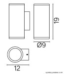 SU-MA ADELA MIDI 2xGU10 Wall lamp IP54 M1457 DG