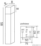 SU-MA CUBE 58cm 1x20W E27 230V Silver CB-580 AL Standing.