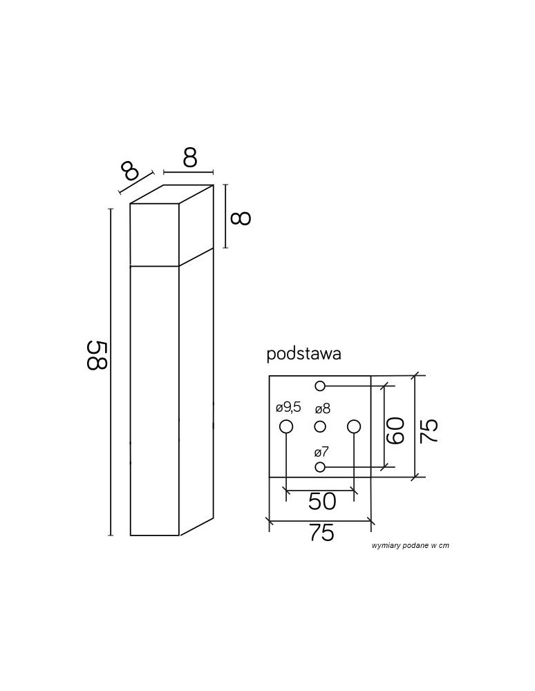 SU-MA CUBE 58cm 1x20W E27 230V Silver CB-580 AL Standing.