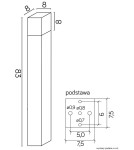 SU-MA CUBE 83cm 1x20W E27 230V Srebrny CB-830 AL Stojąca