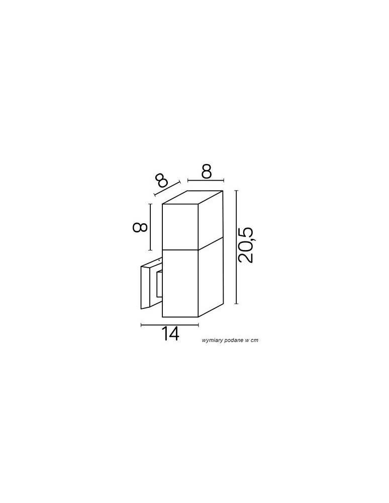 SU-MA CUBE 1x20W E27 230V Srebrny CB-K AL Kinkiet