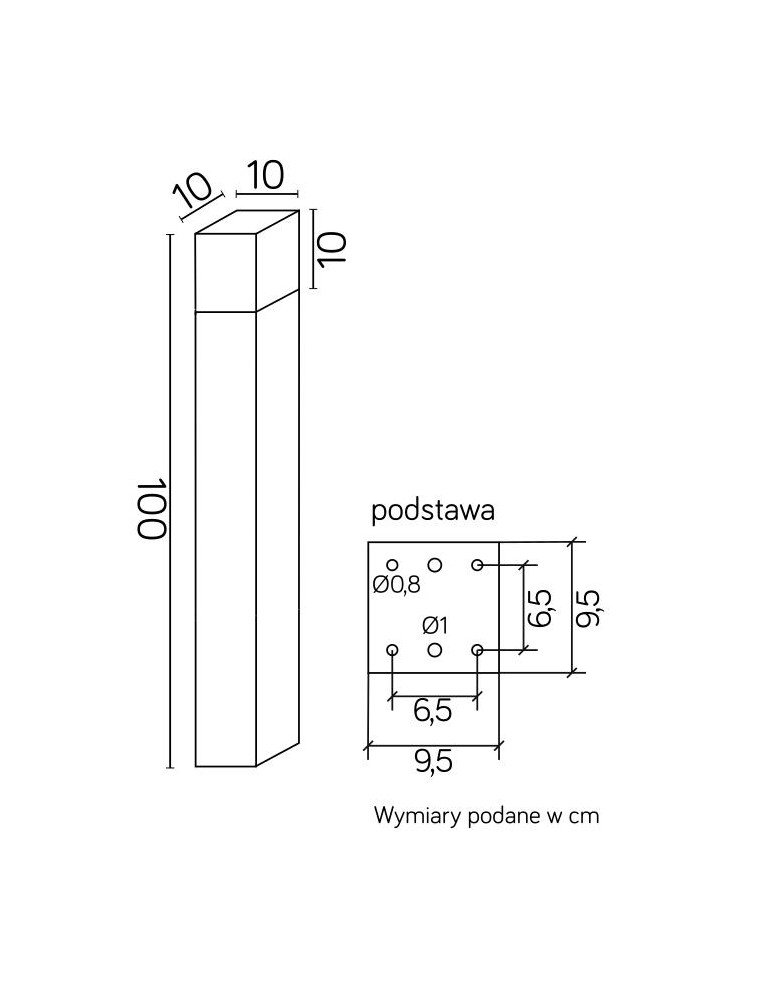 SU-MA CUBE MAX 100cm 1x20W E27 230V Czarny CB-MAX 1000 BL Stojąca