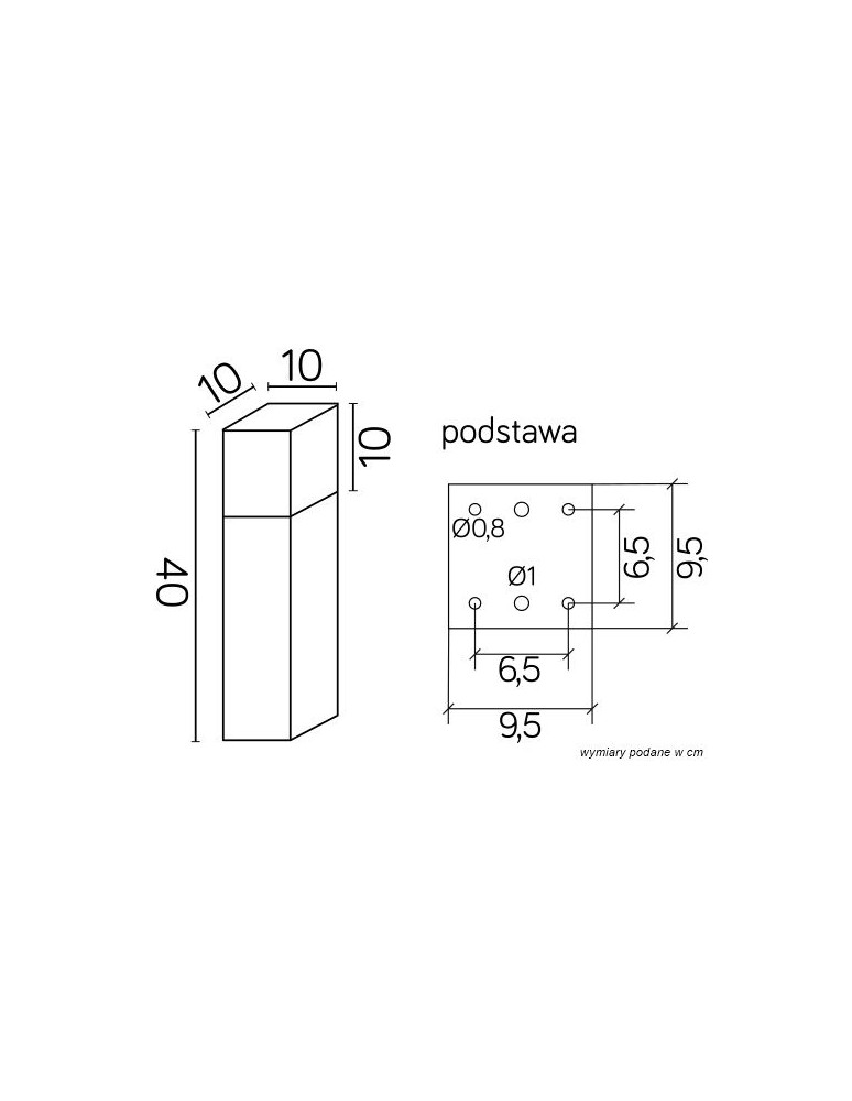 SU-MA CUBE MAX 40cm 1x20W E27 230V Black CB-MAX 400 BL Standing.