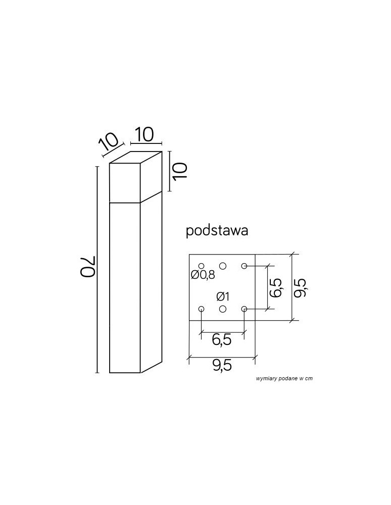 SU-MA CUBE MAX 70cm 1x20W E27 230V Ciemny popiel CB-MAX 700 DG Stojąca