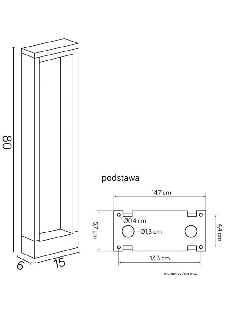 SU-MA FORM 80cm Stojaca YB19502 Zmienna Barwa 3000K/4000K/6000K