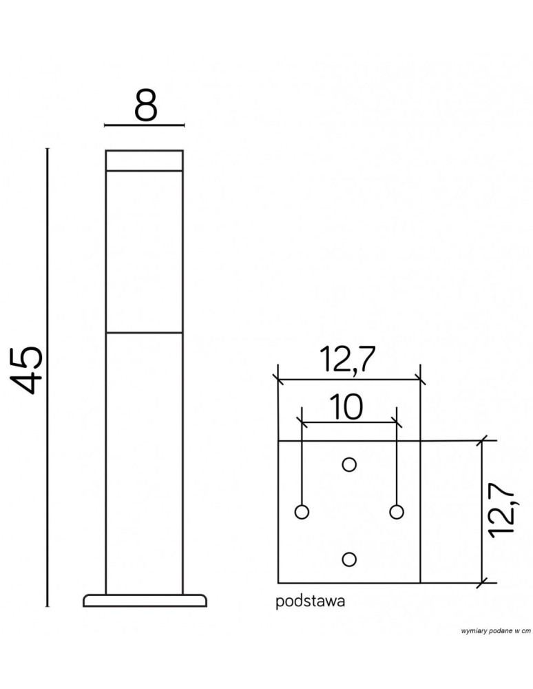 SU-MA INOX KWADRATOWA SS802-450 BL Stojąca