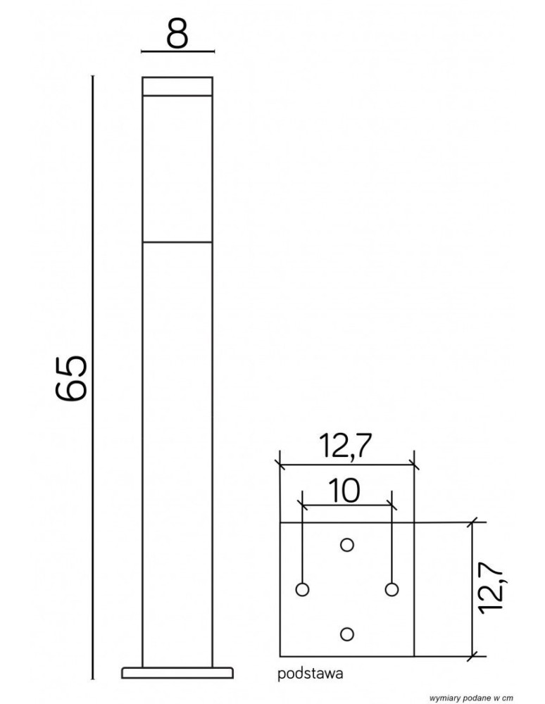 SU-MA INOX KWADRATOWA SS802-650 BL Stojąca