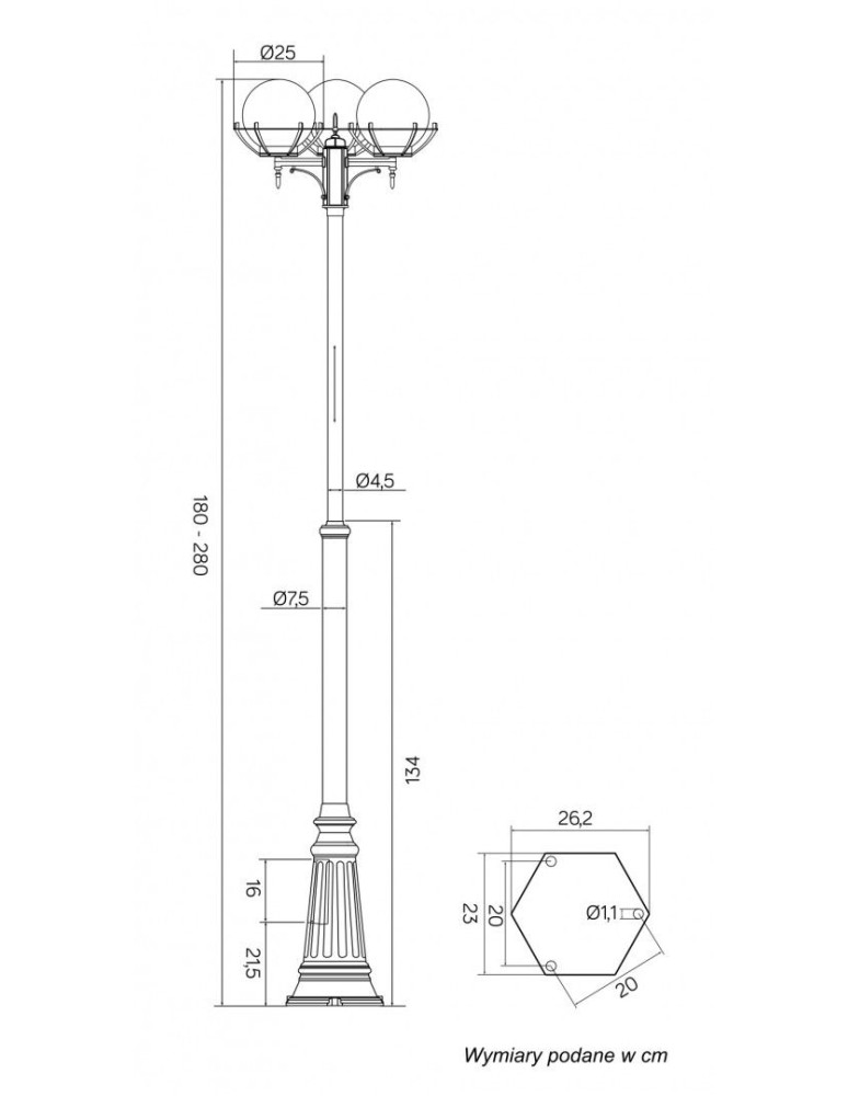 SU-MA Spheres with basket E27, 3x60W, 230V OGMWN 3 KPO 200