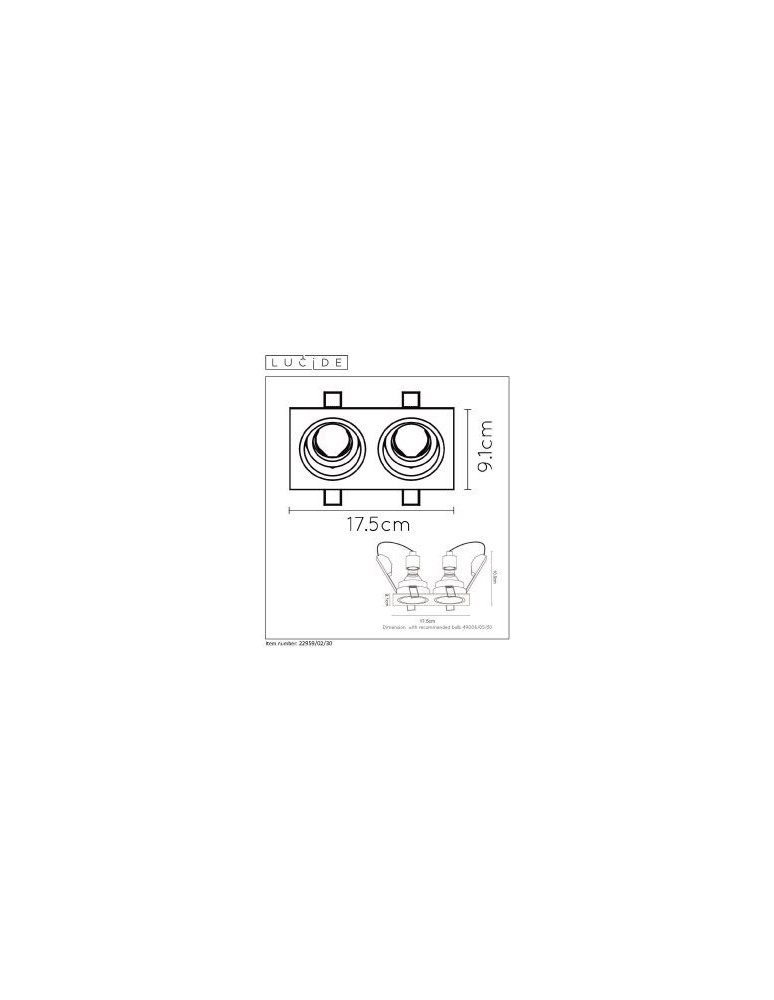 Square flush-mounted lamps - Lucide EMBED Ceiling 2xGU10 black 22959/02/30 - product kolory-swiatla.pl 11
