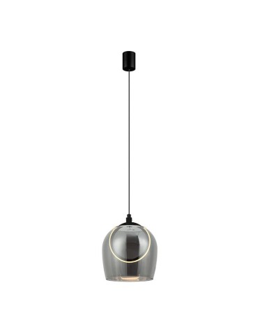 Zambelis Wisząca LED 6W 3000K Metal Silikon Szkło Czarny Szary Dymiony 23078