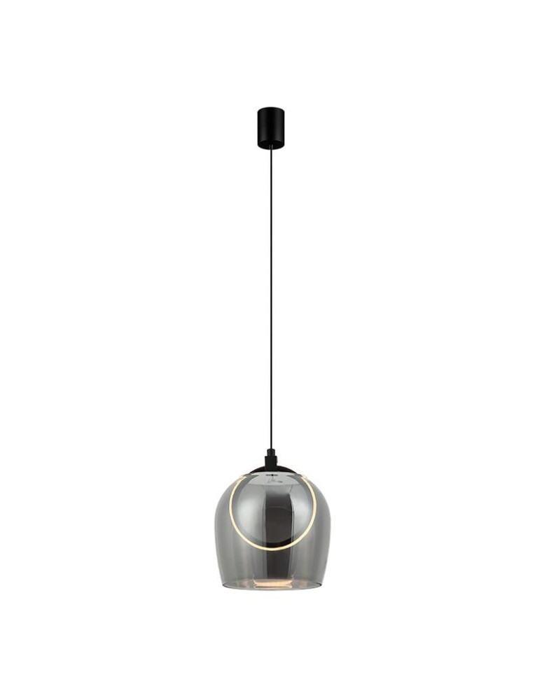 Zambelis Wisząca LED 6W 3000K Metal Silikon Szkło Czarny Szary Dymiony 23078