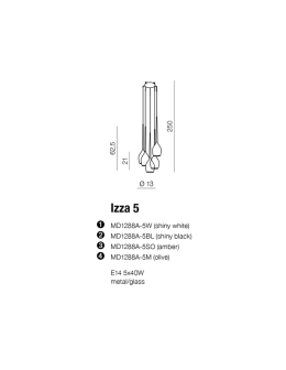Azzardo IZZA 5 BLACK 5xE14 Wisząca Czarny Połysk AZ0312 - produkt 2