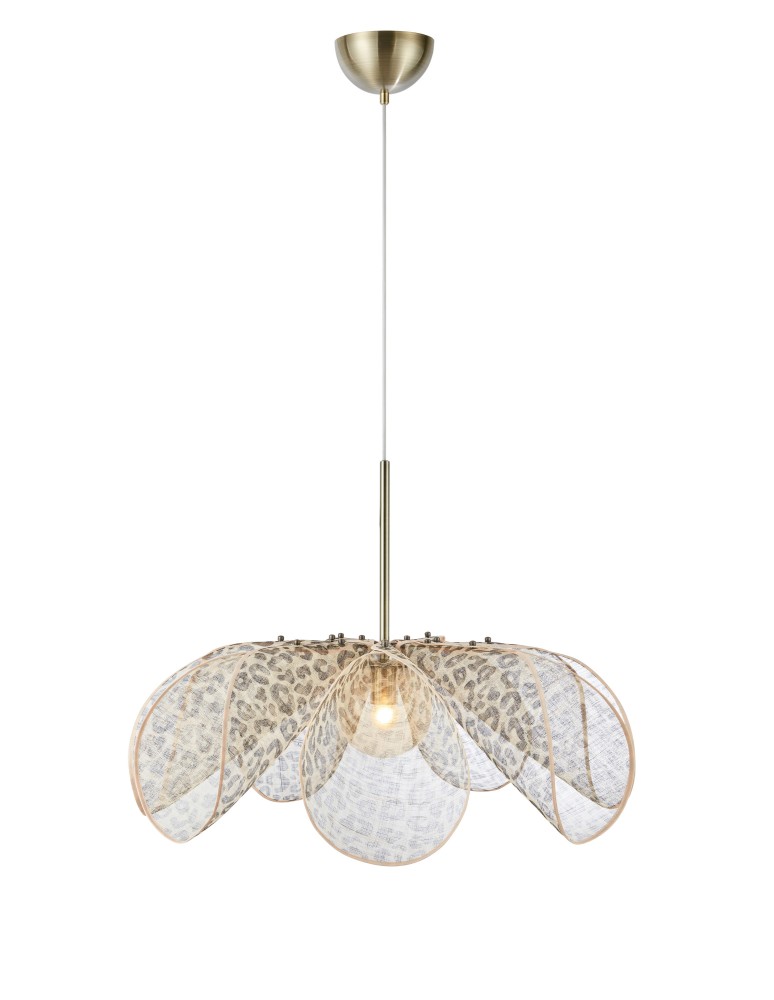 Markslojd STYRKA Pendant 1L 75cm Antique Brass/Patterned/Amber 109170