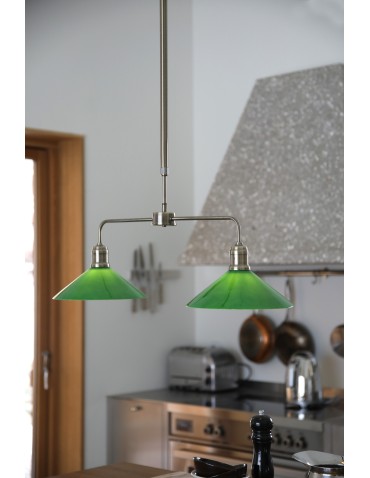 Markslojd VELA Pendant 2L Antique Brass/ Green 109161