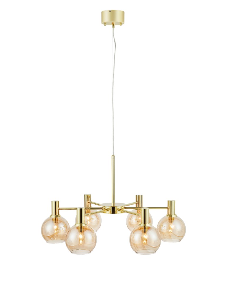 Markslojd AMBRA Pendant 6L Brass/Amber 109153