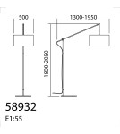MDC Lampa podłogowa ALTISSIMA regulowana czarna 1xE27 abażur biały w komplecie 589329104