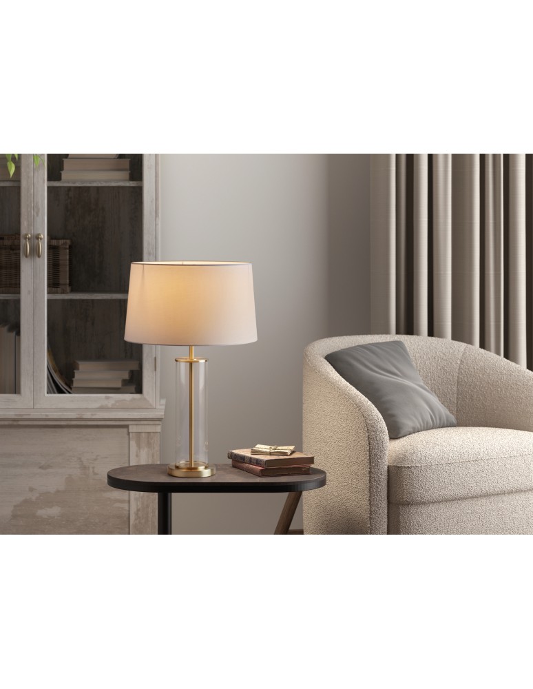MDC Lampa stołowa LUCI mosiądz mat 1XE27 z kremowym abażurem 589406104