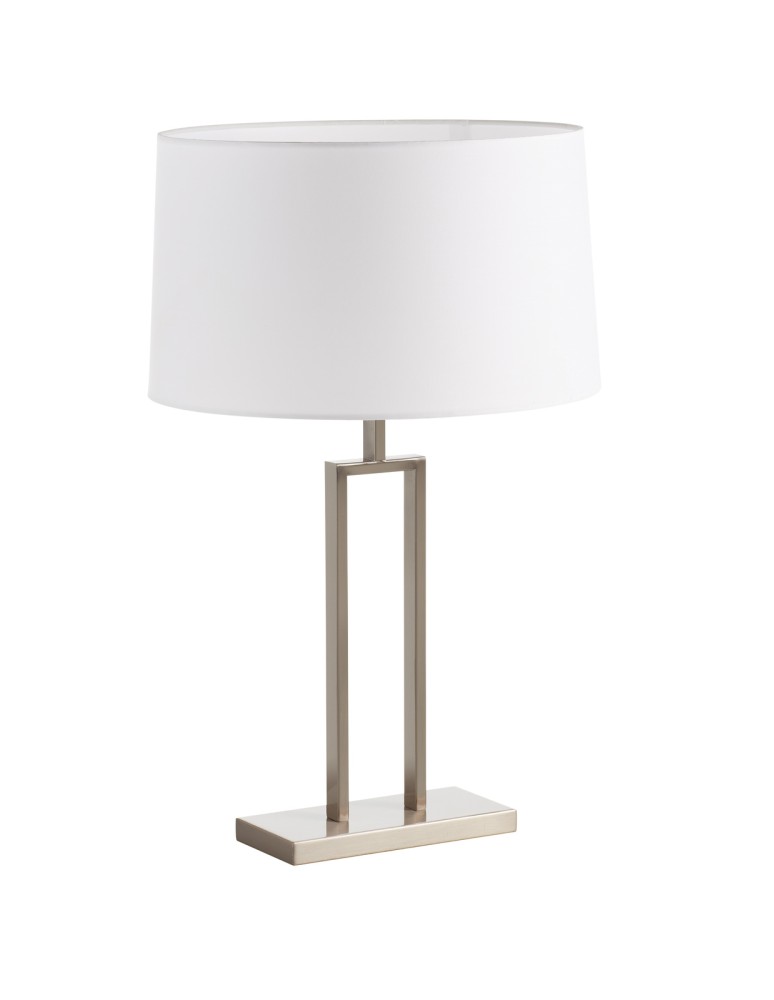 MDC Lampa stołowa OMEGA chrom matowy 1xE27 abażur biały w komplecie 589423504
