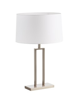 MDC Lampa stołowa OMEGA chrom matowy 1xE27 abażur biały w komplecie 589423504